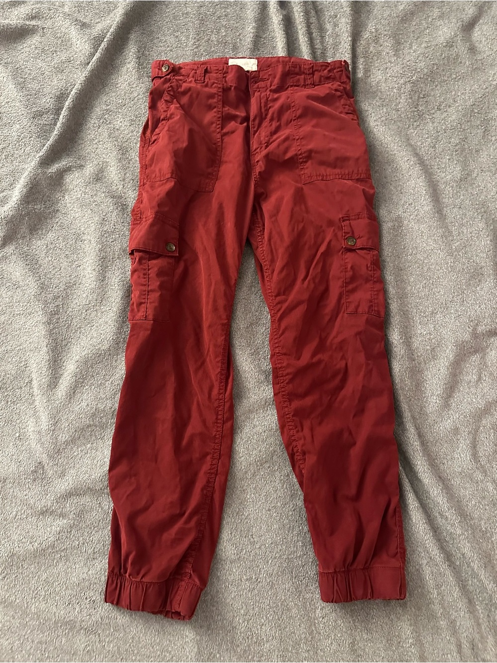 Anthropologie Deep Red Cargo Jogger Pants